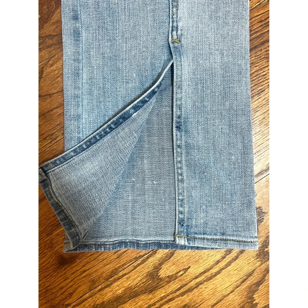 7 For All Mankind Seamed Flare Jeans Light Wash Split‎ Hem Size 31